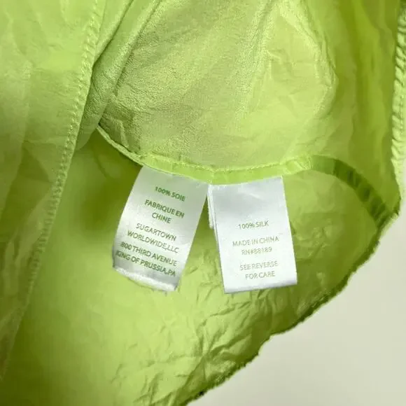 Lilly Pulitzer Women Silk Ginny Top Small Lime Green Coastal Y2K Summer Vacation - Picture 5 of 6
